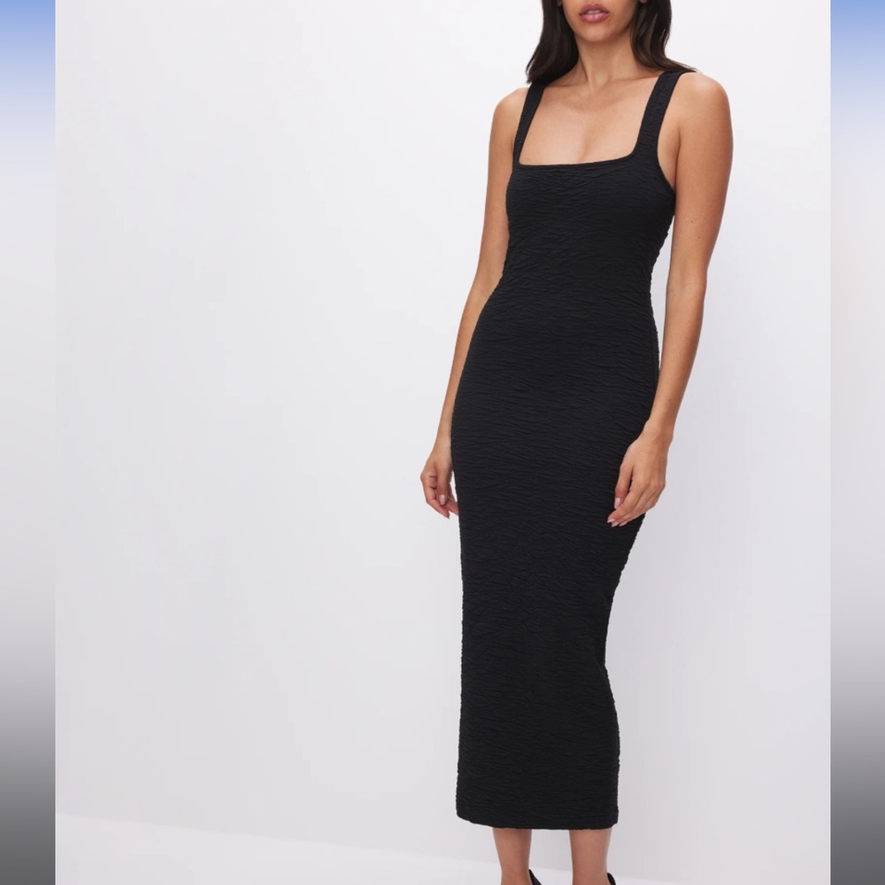 GOOD AMERICA.  SCRUNCHIE MIDI DRESS | BLACK001 - BLACK001 / L